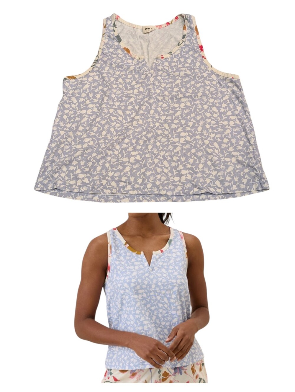 Pact Organic Cotton Dayspring Staycation Sleep Tank Top Size Large